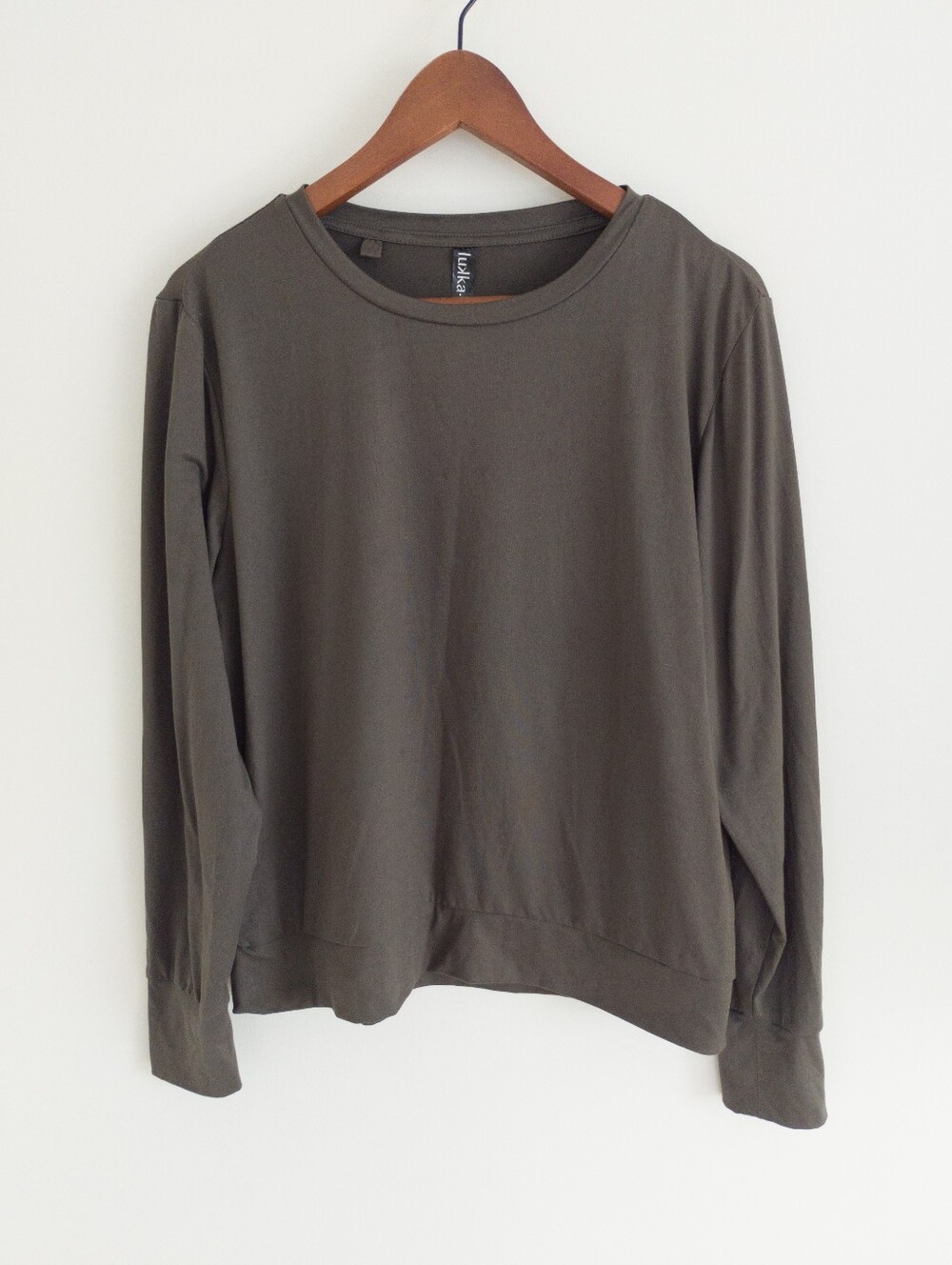 Lukka Lux Ladies Long Sleeve Active Top Oregano Green Crew Neck Large